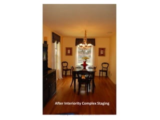 Why stage your home for sale?6.3% MoreAccording to the same Coldwell Banker study, sellers with staged homes ended up with 6.3% more than their asking price, on average, while sellers with non-staged homes sold for 1.6% more than the asking price.Copyright - Interiority Complex, 2010