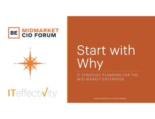 Mary Patry
Start with
Why
IT STRATEGIC PLANNING FOR THE 
MID‐MARKET ENTERPRISE
©2018 | ITEFFECTIVITY | ALL RIGHTS RESERVED
 