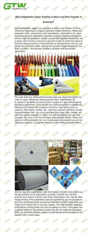 Why sublimation paper printing is More and More Popular in Business?