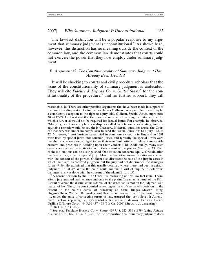 Why Summary Judgment is Unconstitutional by Suja Thomas, Esq