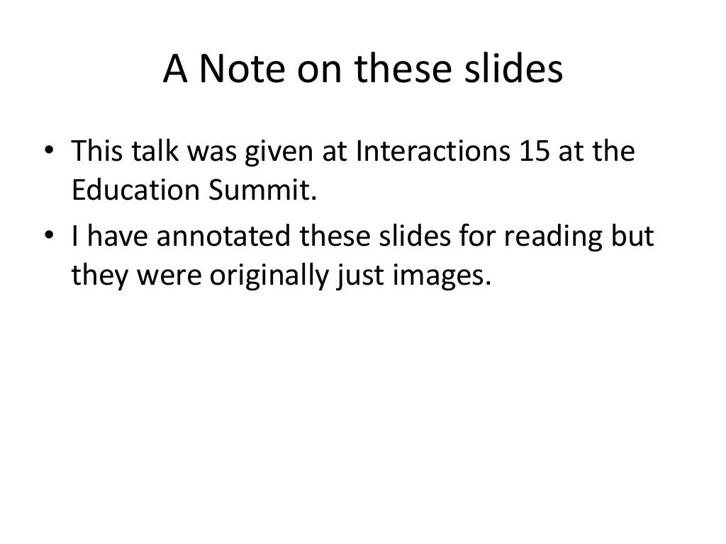 A Note on these slides