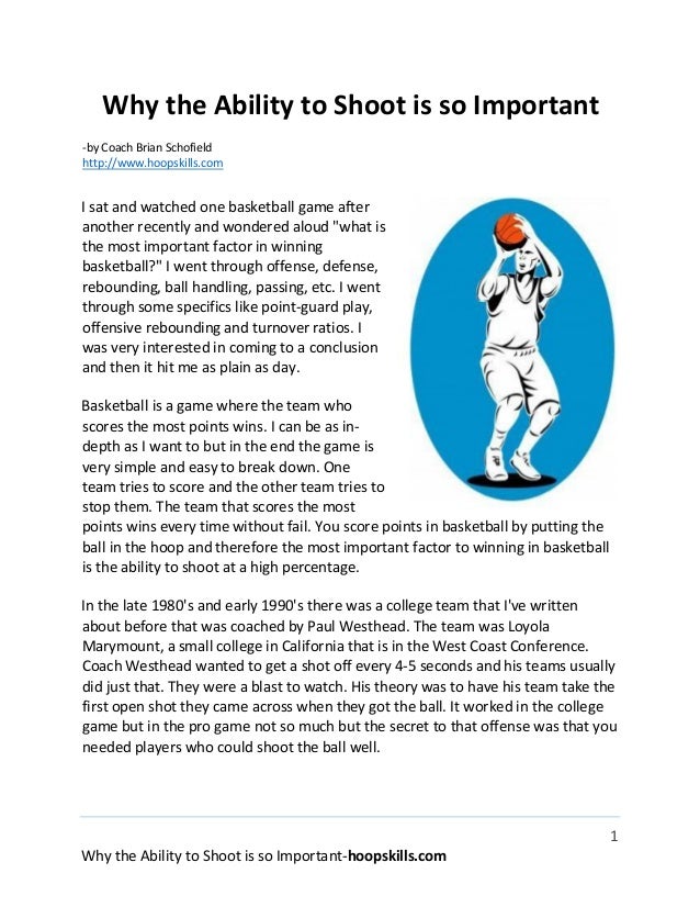 Why the ability to shoot the basketball is so important