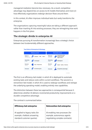 The Agentic Enterprise: Redesigning Operating Models for AI Success | PDF