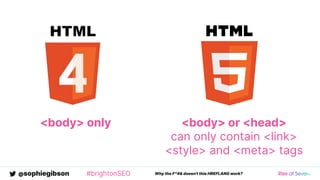 @sophiegibson #brightonSEO Why the F*#& doesn't this HREFLANG work?
<body> only <body> or <head>
can only contain <link>
<style> and <meta> tags
 