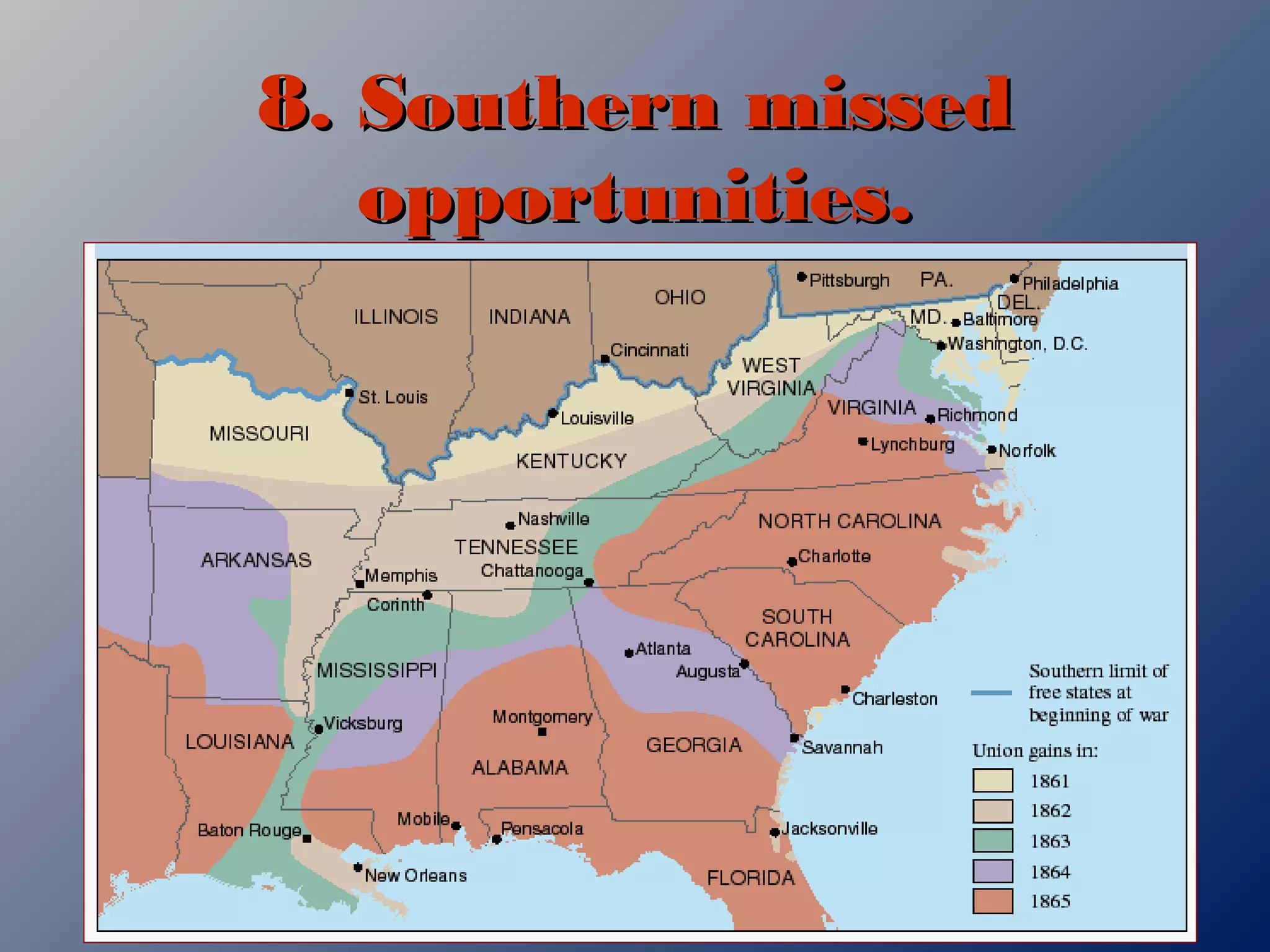 8. Southern missed8. Southern missed
opportunities.opportunities.
 