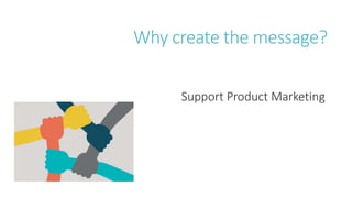 Why create the message?
Support Product Marketing
 