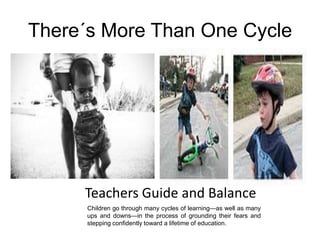 There´s More Than One CycleTeachers Guide and Balance       Children go through many cycles of learning—as well as many ups and downs—in the process of grounding their fears and stepping confidently toward a lifetime of education.