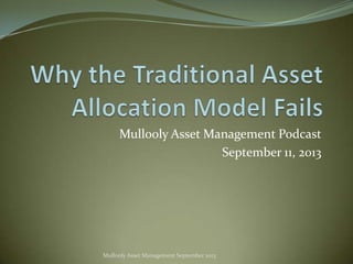 Mullooly Asset Management Podcast
September 11, 2013

Mullooly Asset Management September 2013

 