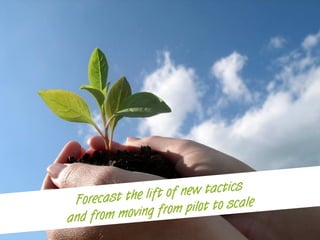 Forecast the lift of new tactics
and from moving from pilot to scale
 