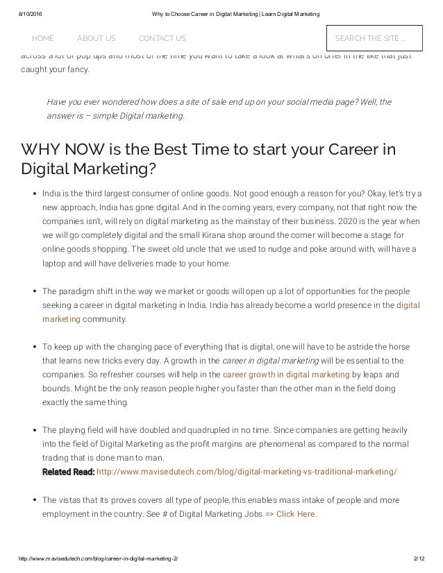 why a career in marketing
