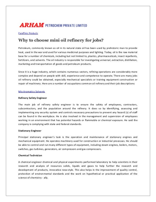 Why to choose mini oil refinery for jobs?