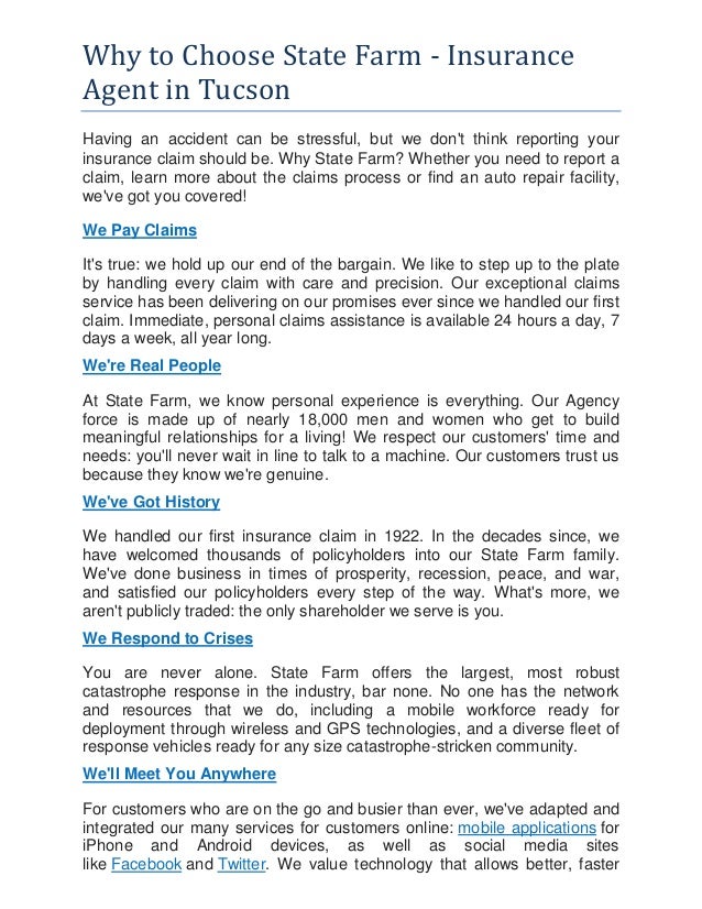 State Farm Report A Claim >> Why To Choose State Farm Insurance Agent In Tucson State Farm Report A Claim >> Why To Choose State Farm Insurance Agent In Tucson