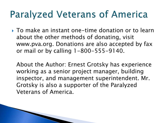 Why to Donate to the Paralyzed Veterans of America | PPT