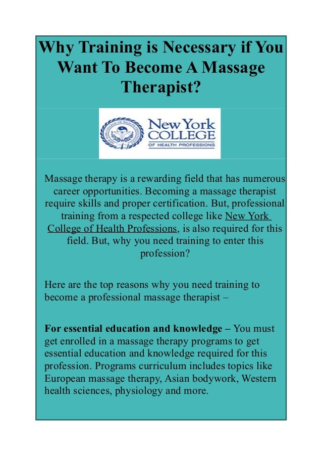 Why Training is Necessary if You Want To A Massage Therapist?