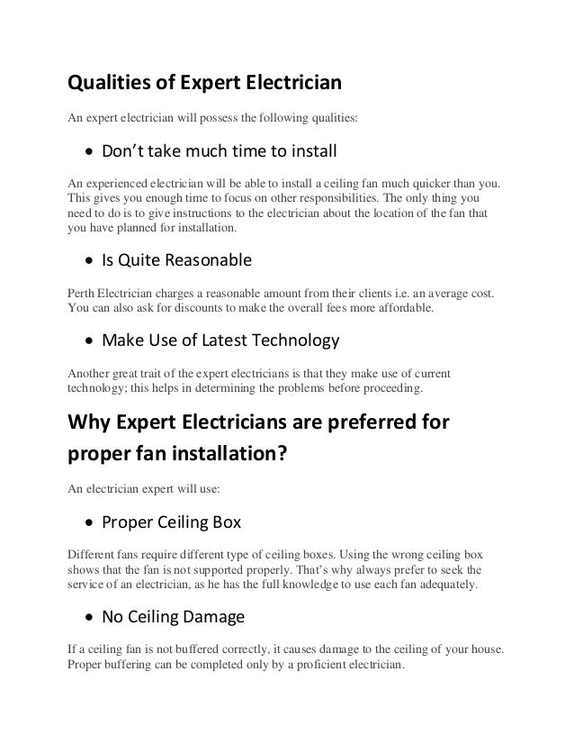 Why Trust Perth Electrician For Ceiling Fan Installation