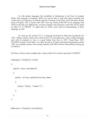 Why use .net by naveen kumar veligeti | PDF