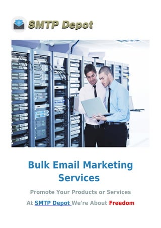 Bulk Email Marketing
Services
Promote Your Products or Services
At SMTP Depot We're About Freedom
 