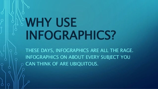 WHY USE
INFOGRAPHICS?
THESE DAYS, INFOGRAPHICS ARE ALL THE RAGE.
INFOGRAPHICS ON ABOUT EVERY SUBJECT YOU
CAN THINK OF ARE UBIQUITOUS.
 