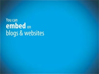 You can
embed on
blogs & websites
 