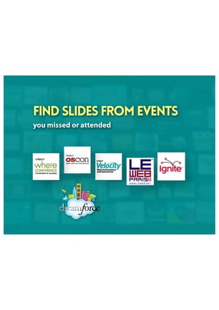 find slides from events
you missed or attended
 