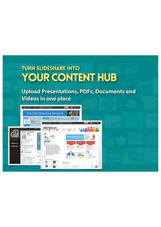 Turn SlideShare into
yourcontenthub
Upload Presentations, PDFs, Documents and
Videos in one place
 