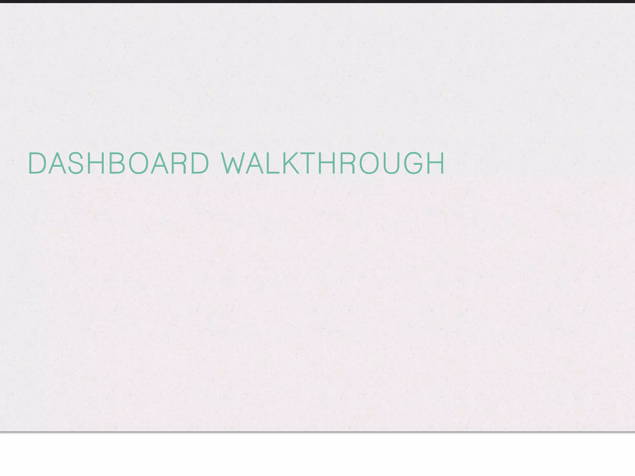DASHBOARD WALKTHROUGH 