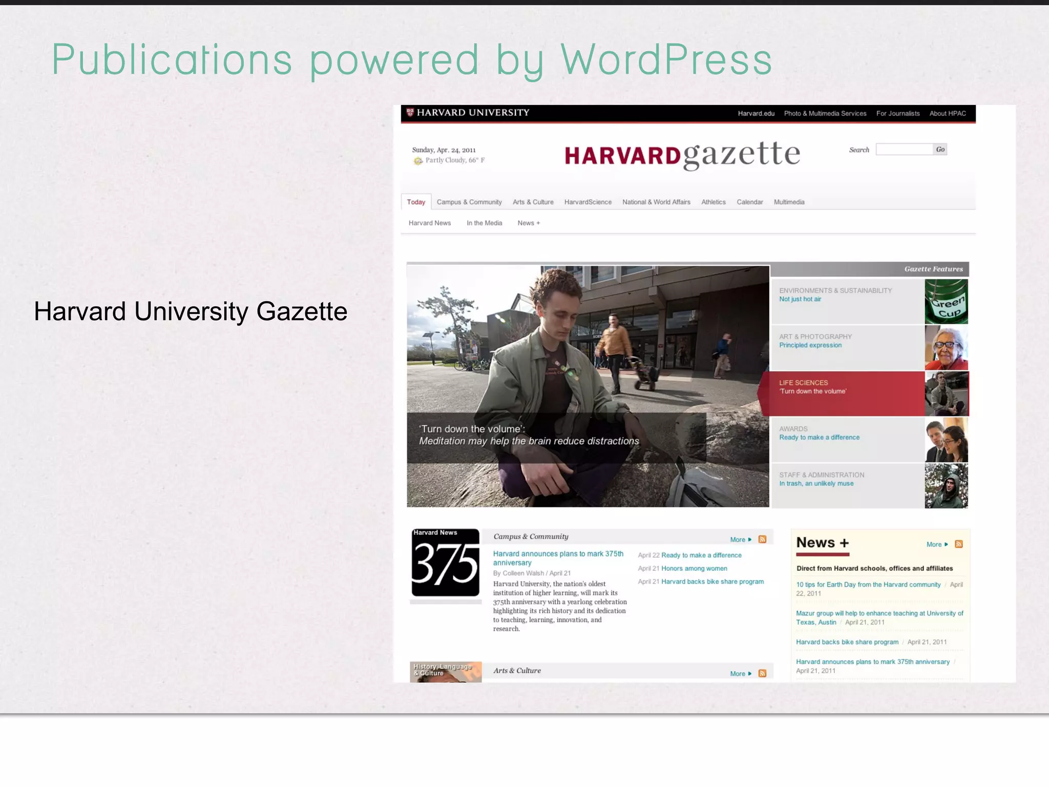 Publications powered by WordPress Harvard University Gazette 