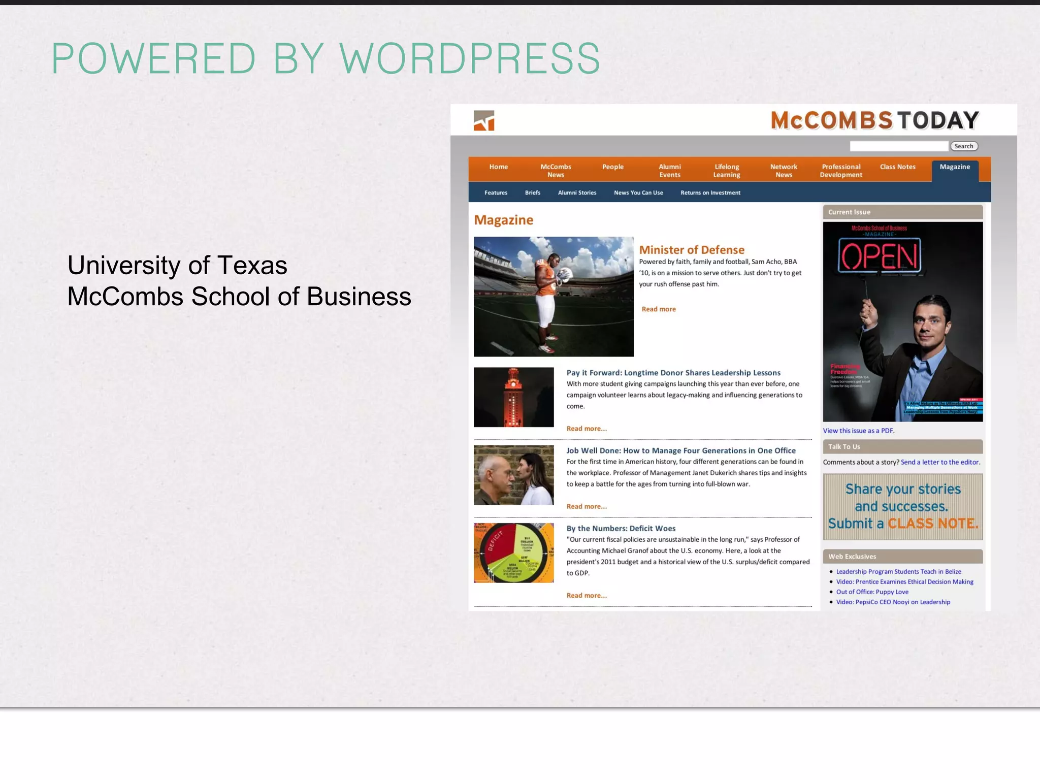 POWERED BY WORDPRESS University of Texas McCombs School of Business 