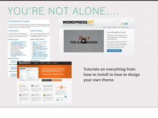 YOU’RE NOT ALONE…. Tutorials on everything from how to install to how to design your own theme 