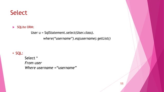 SQLite and object-relational mapping in Java | PPT