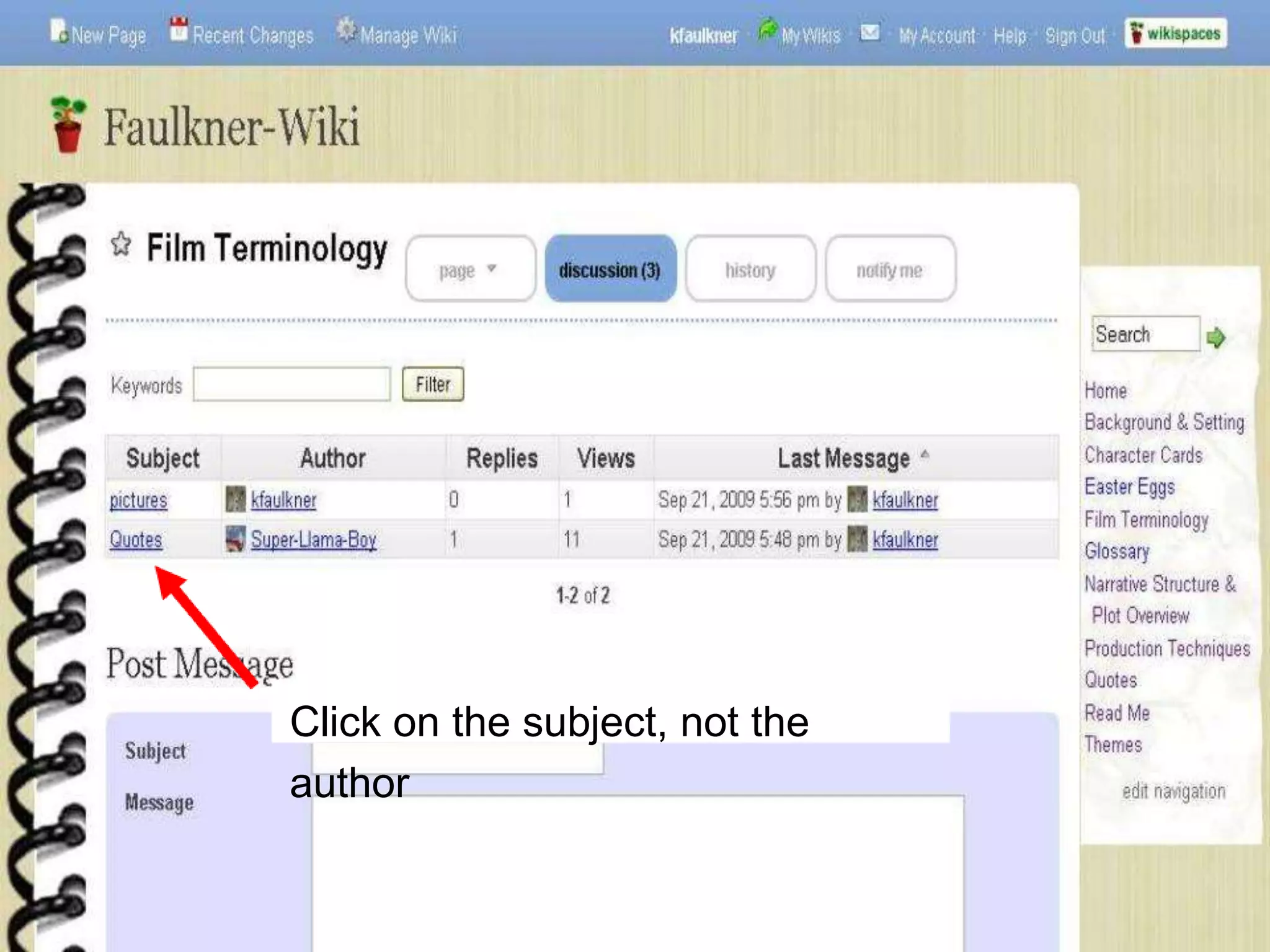 Click on the subject, not the
author
 