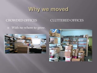 CROWDED OFFICES              CLUTTERED OFFICES

   With no where to grow.
 