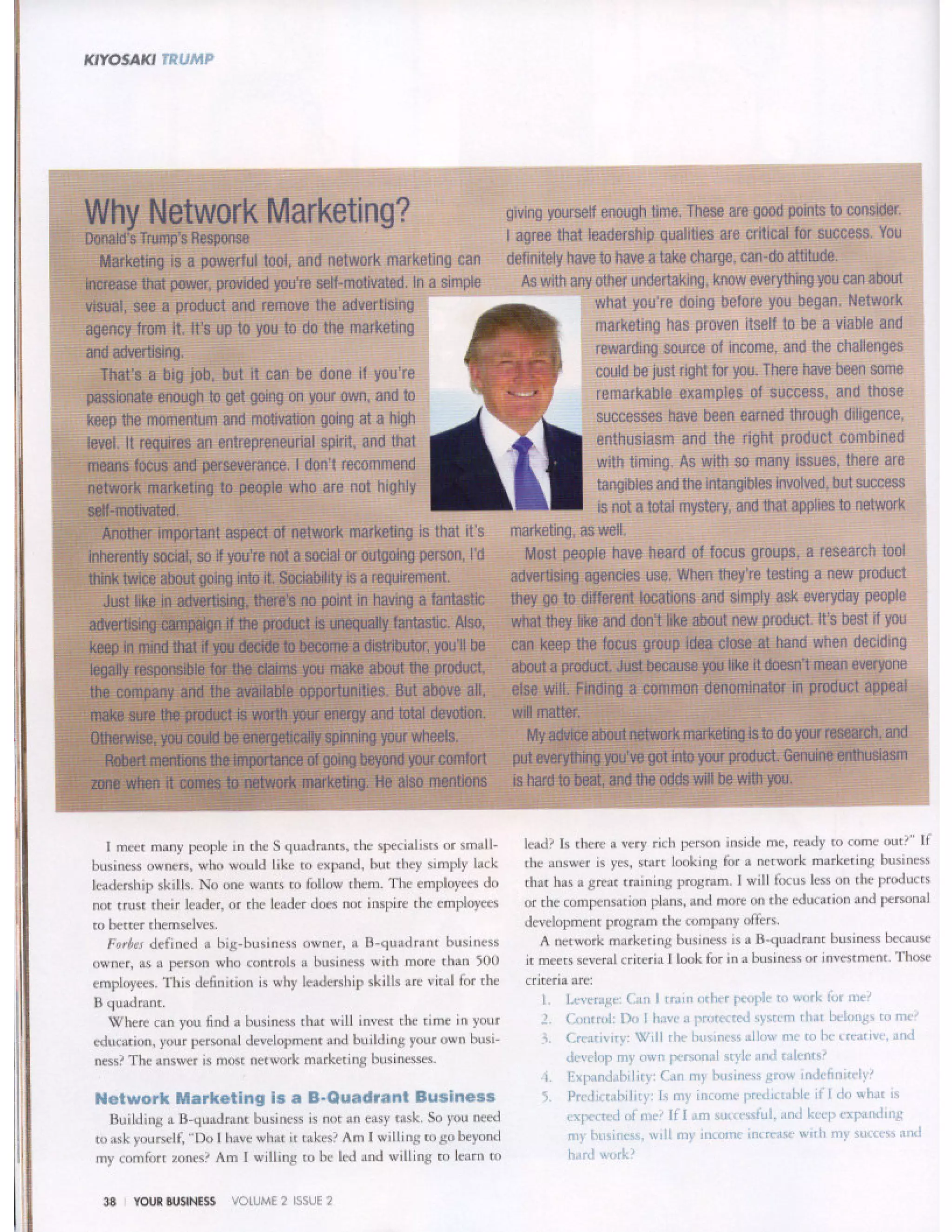 Why We Recommend Network Marketing