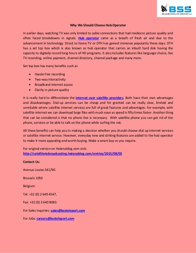 Why we should choose hub operator