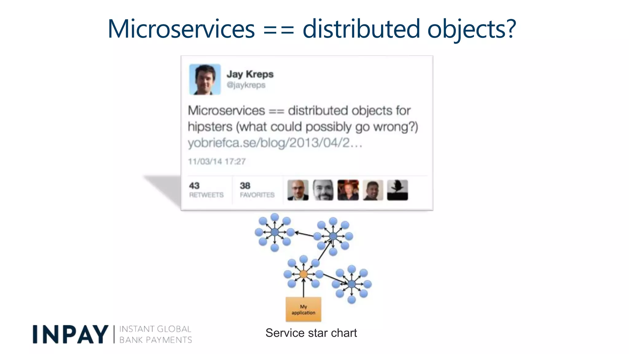 Microservices == distributed objects?
Service star chart
 