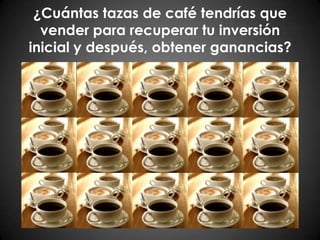 ¿Cuántas tazas de café tendrías que vender para recuperar tu inversión inicial y después, obtener ganancias?
