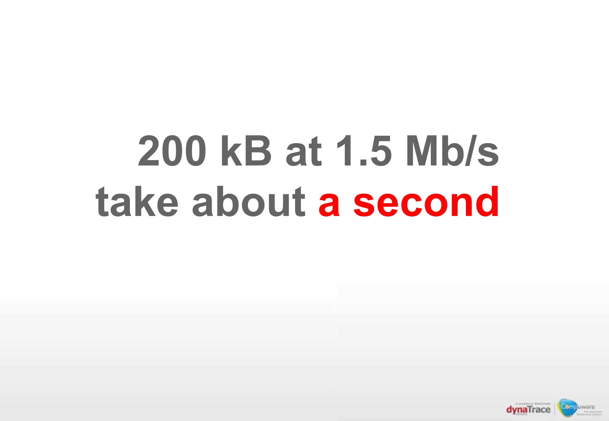 200 kB at 1.5 Mb/s
take about a second
 