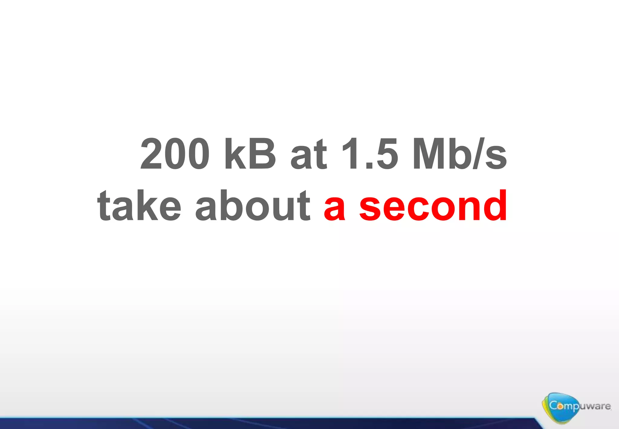 200 kB at 1.5 Mb/s
take about a second
 