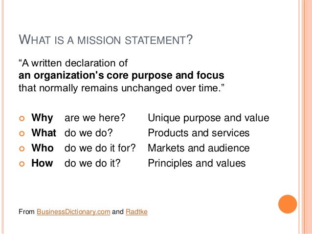 How to write a mission statement radtke