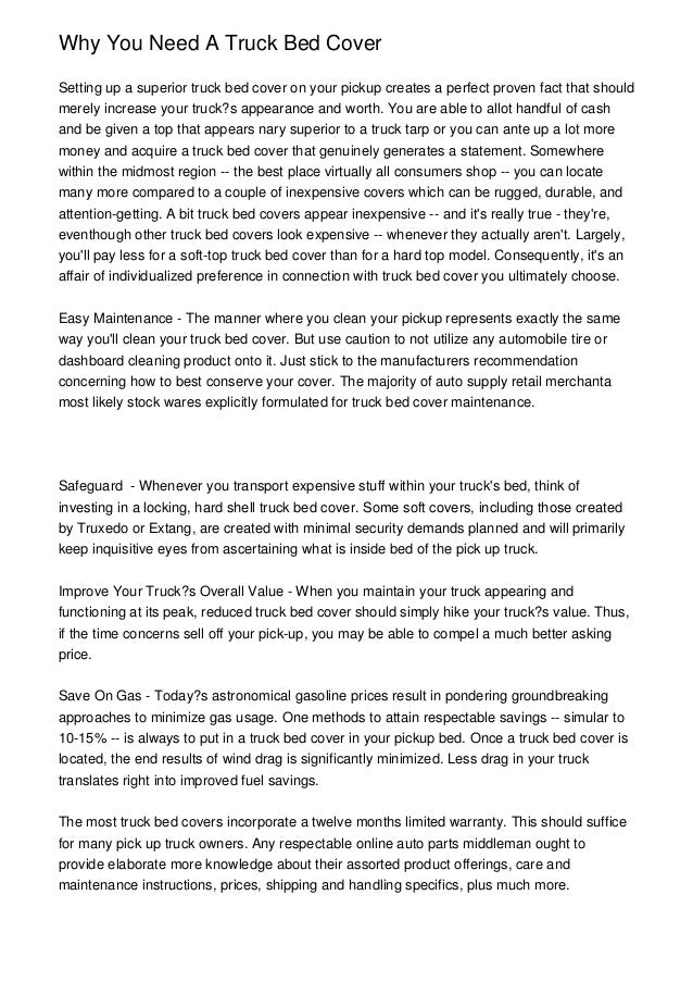 Why You Need A Truck Bed Cover