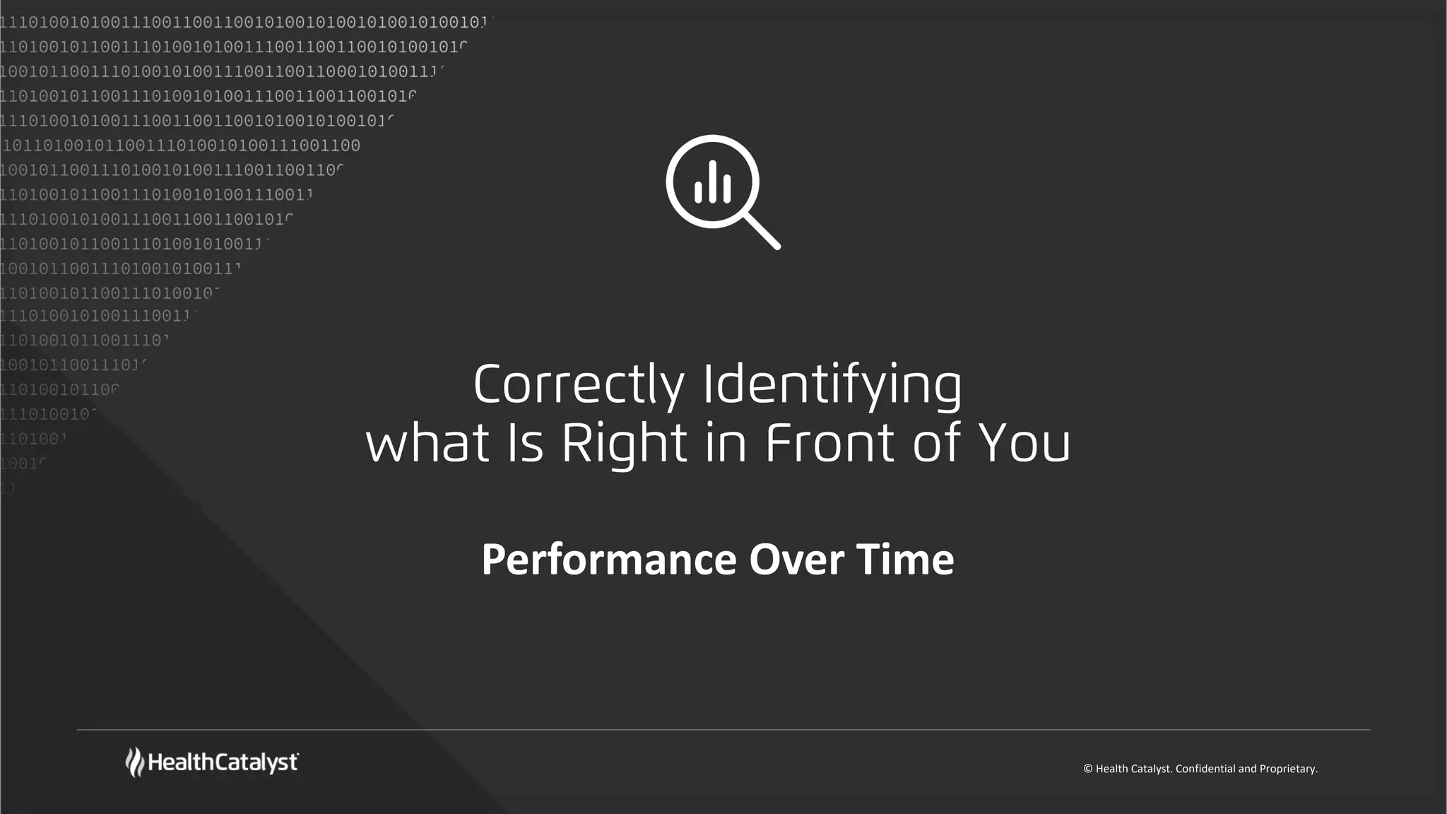 © Health Catalyst. Confidential and Proprietary.
Correctly Identifying
what Is Right in Front of You
Performance Over Time
 