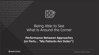 © Health Catalyst. Confidential and Proprietary.
Being Able to See
What Is Around the Corner
Performance Between Approaches
(or Parts… “My Patients Are Sicker”)
 