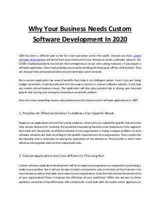 Why your business needs custom software development in 2020