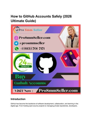 Ultimate Guide to Safely Managing GitHub Accounts in 2026 | PDF