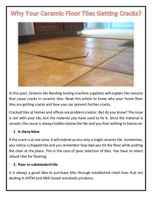 Why Your Ceramic Floor Tiles Getting Cracks?