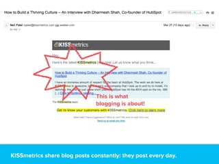KISSmetrics share blog posts constantly: they post every day.
This is what
blogging is about!
 