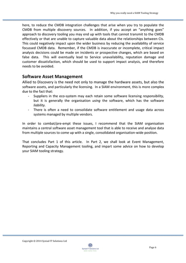 Why you really need a SIAM tooling strategy | PDF | Databases ...