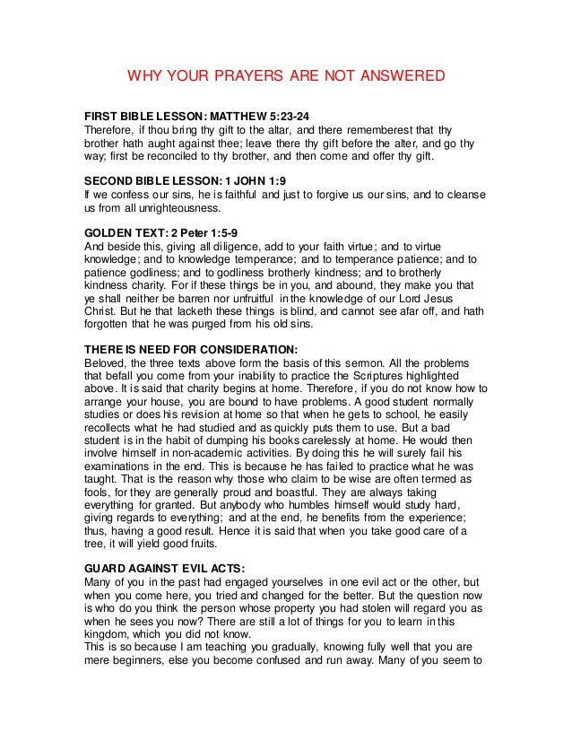Why your prayers are not answered