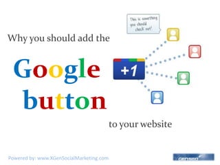 Why you should add the Googlebutton to your website Powered by: www.XGenSocialMarketing.com 