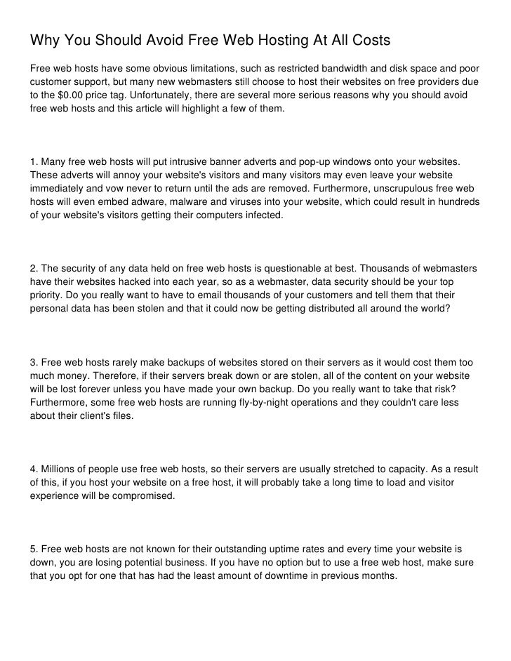 Why You Should Avoid Free Web Hosting At All Costs Images, Photos, Reviews
